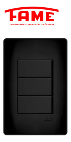 Kit 10 Interruptores Triplo Simples Preto 16a/250v Fame