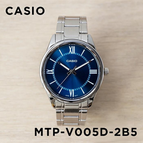 Reloj Casio Mtp-v005 Hombre Acero Inoxidable Azul Romanos