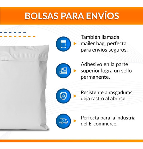 500 Bolsas Sobres Para Envios Paqueteria Ecommerce 13x26cm Blanco