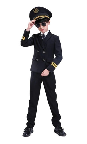 Disfraz De Piloto De Vuelo Para Niñas,niños,cosplay Uniformes De Capitán