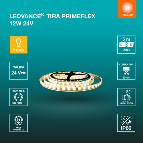 Tira Led Prime Flex 12w 24v 5m Uso Exterior Ledvance Osram Color De La Luz Blanco Cálido