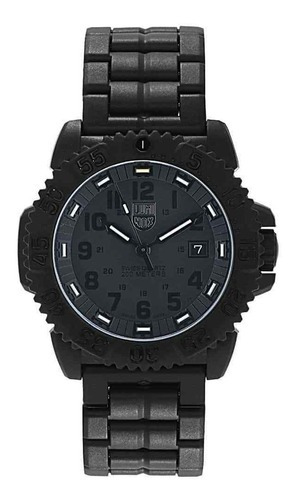 Reloj de carbono Luminox Colormark Navy Seal Quartz para hombre, XS.3052.bo, color de correa negro, color de bisel negro, color de fondo negro