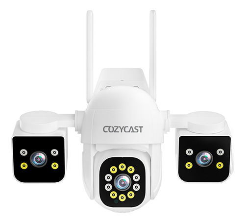 Cámara Seguridad Exterior 3 Lentes 360° Full Hd - Wifi 5mp, Visión Nocturna 10m Con 12 Ir + 14 Luces, Alerta Movimiento, Resistente Agua, Soporte Microsd 128gb Y Nube