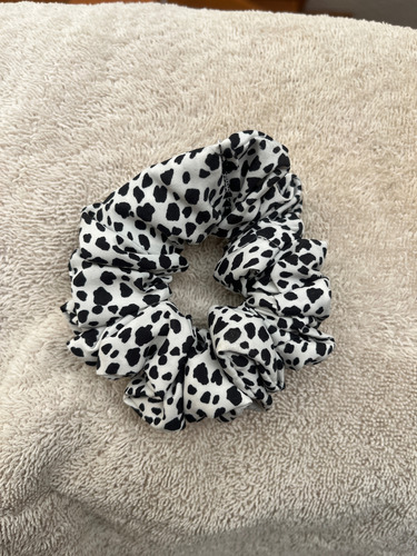 Pack 6 Scrunchies Manchas Negras Elástica Ligas Suaves Mujer Negro Manchas Negras
