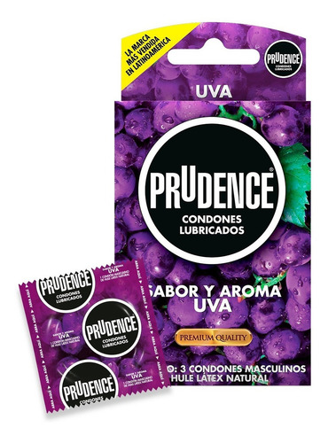 Condones De Látex Prudence Sabor Y Aroma Uva 3 Condones
