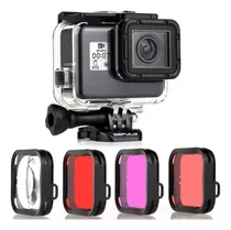 Comprar Gepuly - Carcasa Impermeable Con Filtros De Buceo Para Cámaras Gopro Hero 5 6 7 Black Hero (2018), Carcasa De Buceo Subacuático De 45 M Con Rojo\u002Frojo Claro\u002Fmagenta \u002F 5 X Filtros De Primer Plano