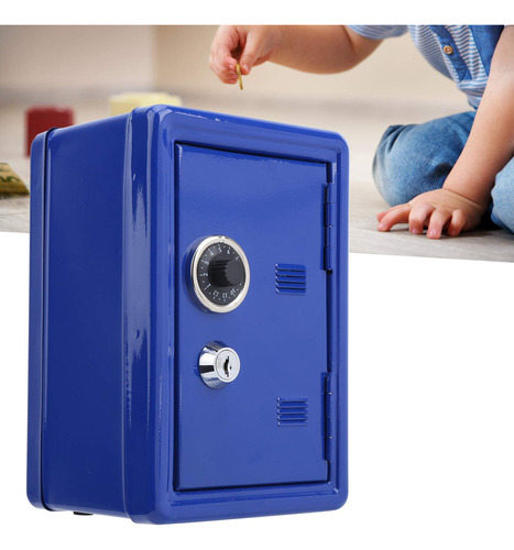 Metal Niño Mini Key Money Storage Case Caja Para Fuerte Azul