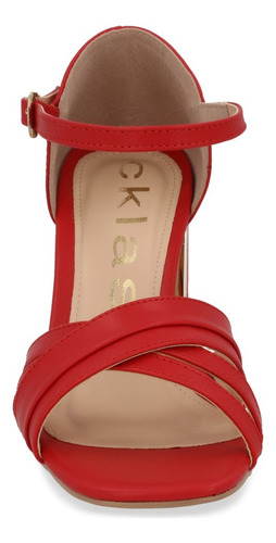 Sandalia De Tacón Rojo Con Detalle En Tacón 029-39
