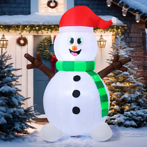 - . Decoración Navideña Inflable Con Muñeco De Nieve Sentado