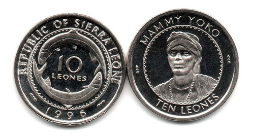 Sierra Leona Moneda 10 Leones Año 1996 Km#44 Sin Circular