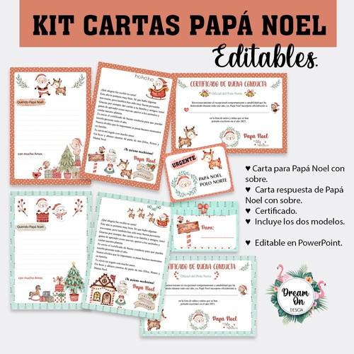 Kit Imprimible Cartas A Papá Noel (2 Modelos) - Navidad