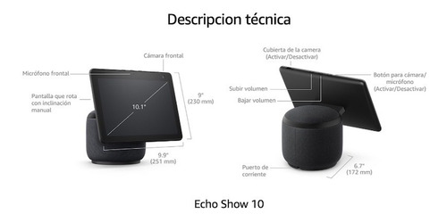 Amazon Echo Show 10 360º Echo Show 10 3rd Gen Con Asistente Virtual Alexa, Pantalla Integrada De 10.1 Glacier White Glacier White