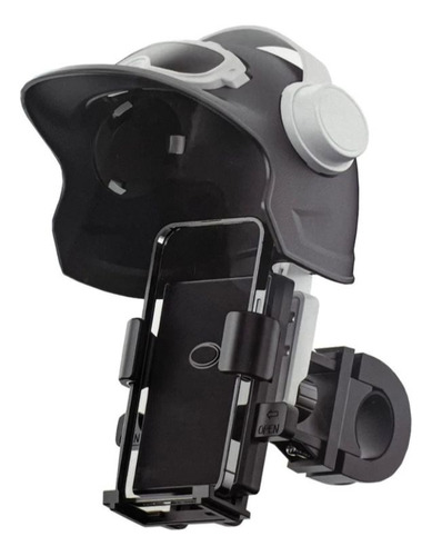 Suporte Celular Estilo Capacete Moto -proteção Solar E Chuva Cor Azul e Preto