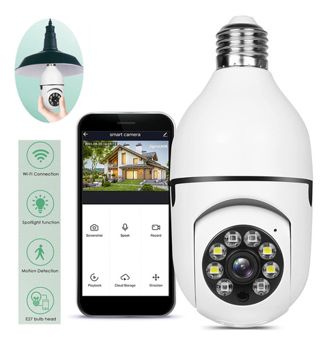 Câmera De Segurança Wi-fi 360° Sem Fio Full Hd Lâmpada