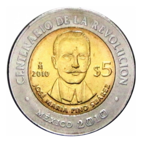 1 Moneda De 5 Pesos Conmemorativa De José María Pino Suárez 