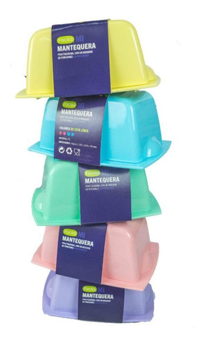 Mantequera Plastico Tapa Linea Pastel Con Medidor Pack X4