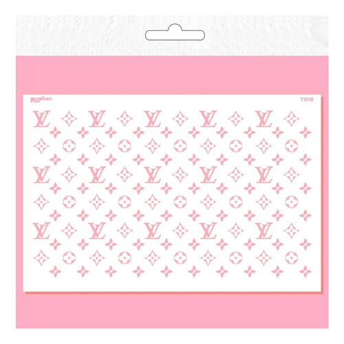 Stencil Grande T018 Marca Lv Tortas Porcelana Manualidades Color Blanco Louis Vuitton