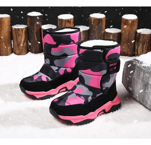 Botas De Nieve De Camuflaje Impermeables Cálidas Para Invier