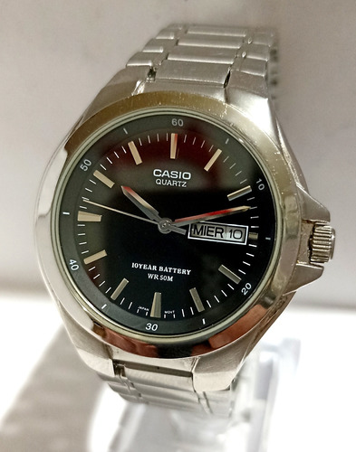 Reloj Casio Day-date Todo Acero Mtp-1228 De Hombre No Seiko