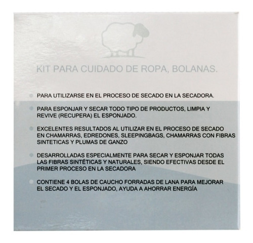 Bolas De Lana Para Secadora Kit Para Cuidado De Ropa 4 Pzas. Color Blanco