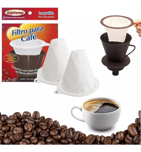 Coador Filtro Café Permanente Sem Uso De Papel 103 Kit 2 Uni