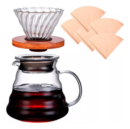 Cafetera Vidrio 600ml Filtro Papel Descrt Tipo Chemex