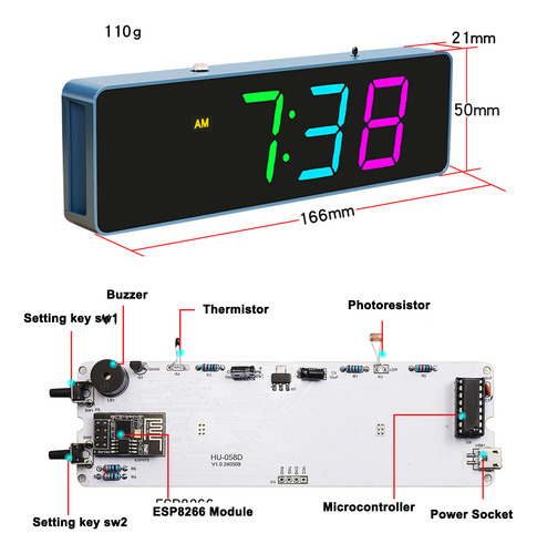 Kit De Reloj Wifi De Sincronización Iot Esp8266 Personalizab