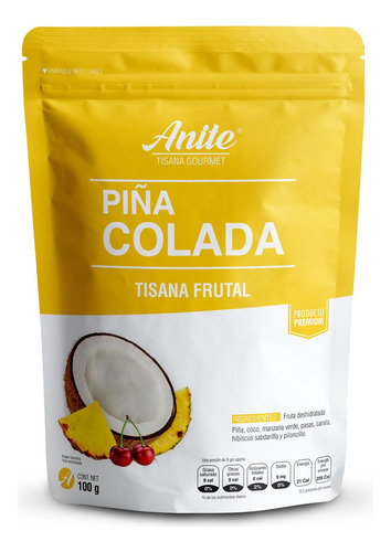 Piña Colada Tisana Frutal Te Premium 100% Natural 100gr