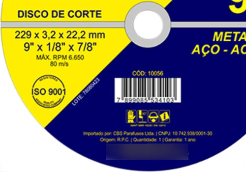 Disco Corte Waves Ferro 9x7/8 2t