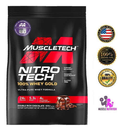 Nitro Tech Whey Gold 8 Lb Proteína Registro Sanitario 