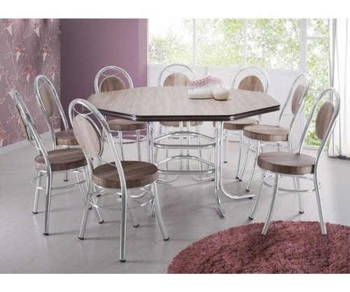 Mesa De Jantar Tubular Octogonal Compacta Móveis Wt