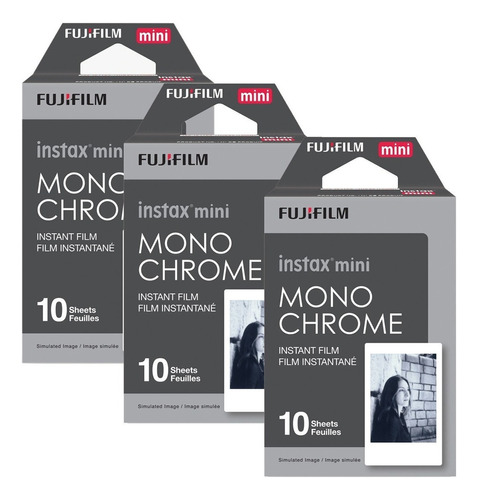 3 Rollos Fujifilm Instax Mini Monochrome Premium