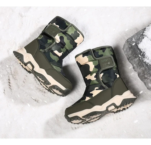 Botas De Nieve De Camuflaje Impermeables Cálidas Para Invier