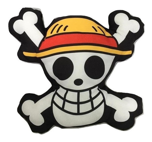 Almofada 3d Caveira One Piece Mugiwara Piratas Chapéu Palha Cor Branco