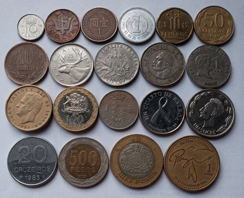 20 Monedas Surtidas De Diferentes Países Del Mundo.