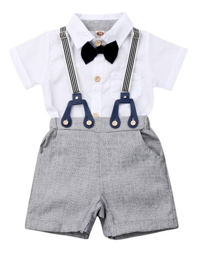 Traje De Niño Bebé #4 Moño Camisa Pantalón Corto Fiesta