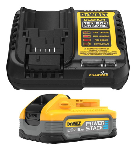 Cargador Dcb1104 + Bateria Power Stack 5 Ah 20v Dewalt