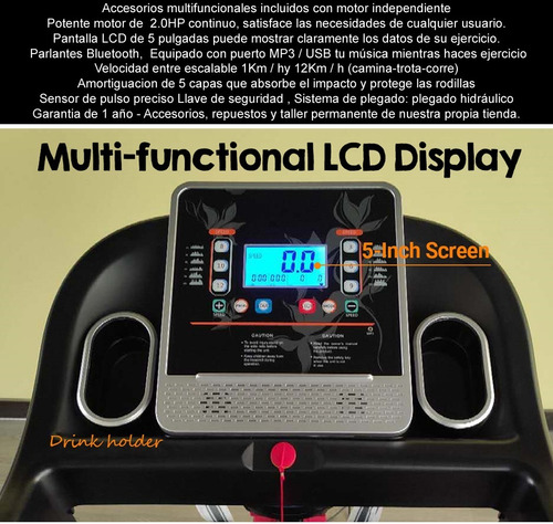 Imagen 6 de 7 de Caminador Eléctrico Profesional 2.0hp Caminar Correr Trotar