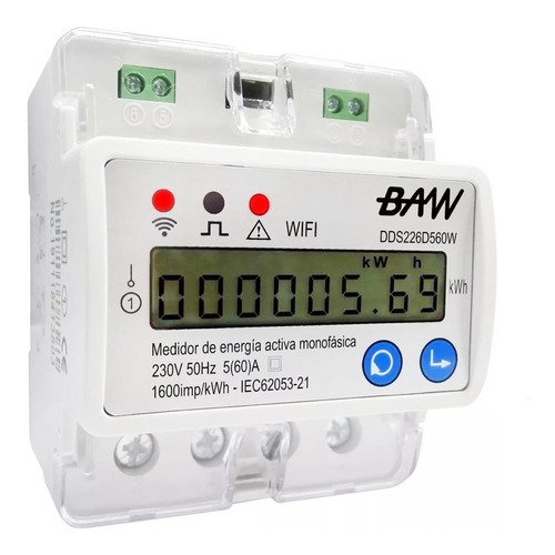 Medidor Monofasico Wifi Baw Consumo 60a Kw Voltamperimetro