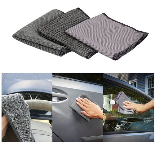 Imagen 4 de 10 de Kit Limpieza Lavado Auto Paños Almohadillas Cepillo Esponja