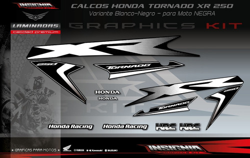 Calcos Honda Tornado Negro - Blanconegro - Insignia Calcos