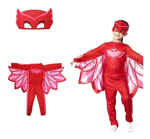 Disfraz Niños Niñas Pj Mask Héroes En Pijamas Owlette Rojo