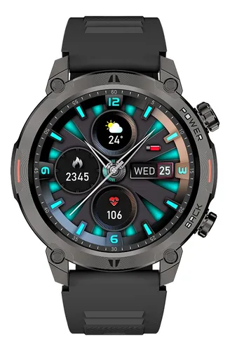 Reloj Inteligente Redondo Multideportivo Marco Metalico Negro Aiwa