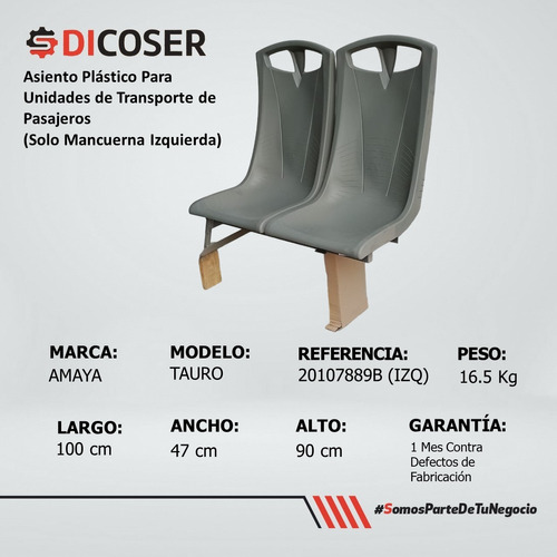 Asiento Plástico Para Unidades De Transporte De Pasajeros