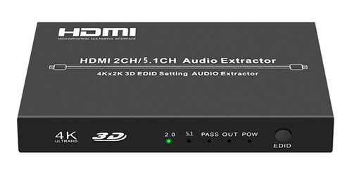 Extrator De Audio Hdmi Ch 4k 30hz 5.1ch Dts2 Lpcm 2ch