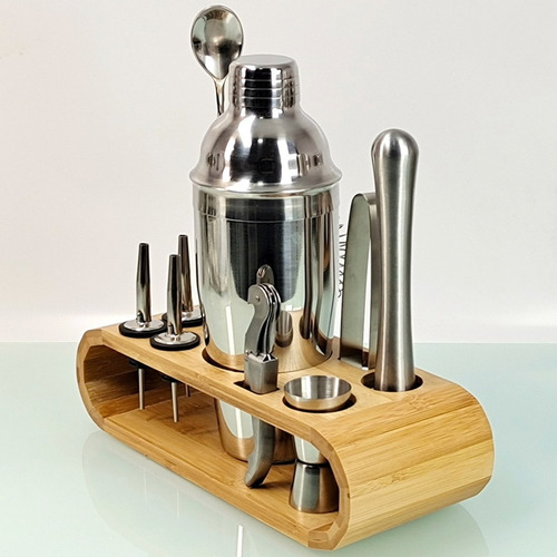 Kit Coqueteleira Inox Para Caipirinha E Drink + Suporte