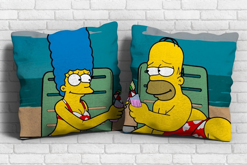 Almohadones Personalizados Enamorados Simpson 30x30