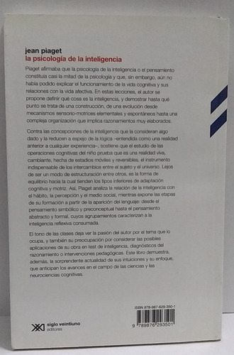 Libro La Psicología De La Inteligencia Jean Piaget Siglo 21