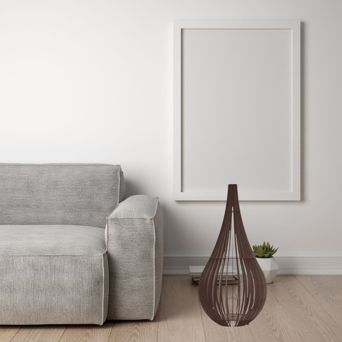 Luminária De Chão Capadócia Mdf 90cm Cor Da Cúpula Marrom Cor Da Estrutura Marrom