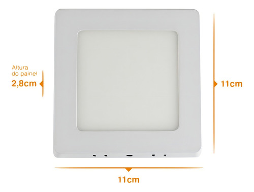 Painel 11x11 Plafon Led 6w Sobrepor Quadrado Home Led